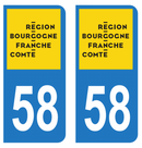 Autocollant Plaque d'immatriculation Voiture Département 58 Noir