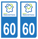 Autocollant Plaque d'immatriculation Voiture Département 60