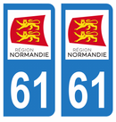 Autocollant Plaque d'immatriculation Voiture Département 61