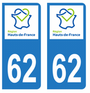 Autocollant Plaque d'immatriculation Voiture Département 62