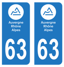 Autocollant Plaque d'immatriculation Voiture Département 63 Noir