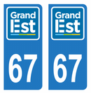 Autocollant Plaque d'immatriculation Voiture Département 67