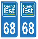 Autocollant Plaque d'immatriculation Voiture Département 68 Noir