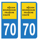 Autocollant Plaque d'immatriculation Voiture Département 70