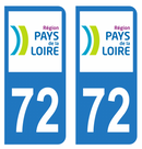 Autocollant Plaque d'immatriculation Voiture Département 72