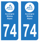 Autocollant Plaque d'immatriculation Voiture Département 74 Noir