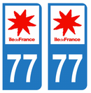 Autocollant Plaque d'immatriculation Voiture Département 77