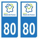 Autocollant Plaque d'immatriculation Voiture Département 80 Noir