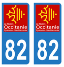 Autocollant Plaque d'immatriculation Voiture Département 82 Noir