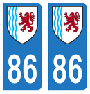 Autocollant Plaque d'immatriculation Voiture Département 86
