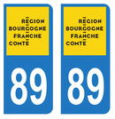 Autocollant Plaque d'immatriculation Voiture Département 89