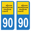 Autocollant Plaque d'immatriculation Voiture Département 90 Noir