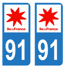 Autocollant Plaque d'immatriculation Voiture Département 91 Noir