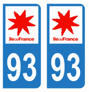Autocollant Plaque d'immatriculation Voiture Département 93 Noir