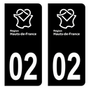 Autocollant Plaque d'immatriculation Voiture Département 02