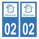 Autocollant Plaque d'immatriculation Voiture Département 02