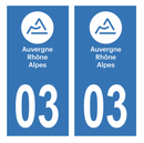 Autocollant Plaque d'immatriculation Voiture Département 03 Noir