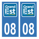 Autocollant Plaque d'immatriculation Voiture Département 08