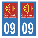 Autocollant Plaque d'immatriculation Voiture Département 09