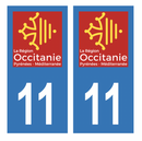 Autocollant Plaque d'immatriculation Voiture Département 11 Noir