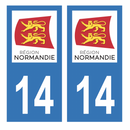 Autocollant Plaque d'immatriculation Voiture Département 14