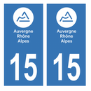 Autocollant Plaque d'immatriculation Voiture Département 15