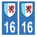 Autocollant Plaque d'immatriculation Voiture Département 16
