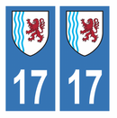 Autocollant Plaque d'immatriculation Voiture Département 17