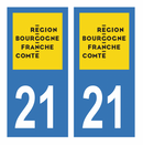 Autocollant Plaque d'immatriculation Voiture Département 21