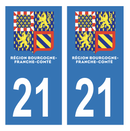 Autocollant Plaque d'immatriculation Voiture Département 21 Nouveau Modèle