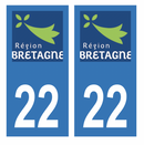 Autocollant Plaque d'immatriculation Voiture Département 22 Noir