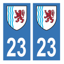 Autocollant Plaque d'immatriculation Voiture Département 23