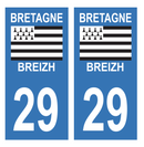 Autocollant Plaque d'immatriculation Voiture Département 29 Breizh