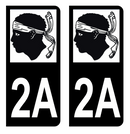 Autocollant Plaque d'immatriculation Voiture Département 2A