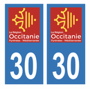 Autocollant Plaque d'immatriculation Voiture Département 30 Noir