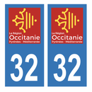 Autocollant Plaque d'immatriculation Voiture Département 32 Noir