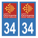 Autocollant Plaque d'immatriculation Voiture Département 34 Noir