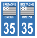 Autocollant Plaque d'immatriculation Voiture Département 35 Breizh