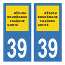 Autocollant Plaque d'immatriculation Voiture Département 39