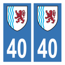 Autocollant Plaque d'immatriculation Voiture Département 40
