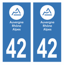 Autocollant Plaque d'immatriculation Voiture Département 42 Noir