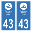 Autocollant Plaque d'immatriculation Voiture Département 43