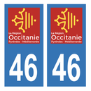 Autocollant Plaque d'immatriculation Voiture Département 46