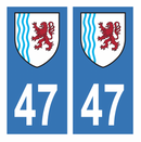 Autocollant Plaque d'immatriculation Voiture Département 47