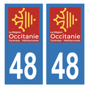 Autocollant Plaque d'immatriculation Voiture Département 48 Noir