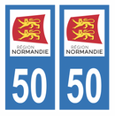 Autocollant Plaque d'immatriculation Voiture Département 50