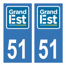 Autocollant Plaque d'immatriculation Voiture Département 51 Noir