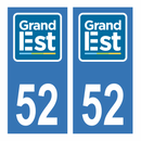 Autocollant Plaque d'immatriculation Voiture Département 52 Noir