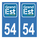 Autocollant Plaque d'immatriculation Voiture Département 54 Noir