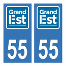 Autocollant Plaque d'immatriculation Voiture Département 55 noir